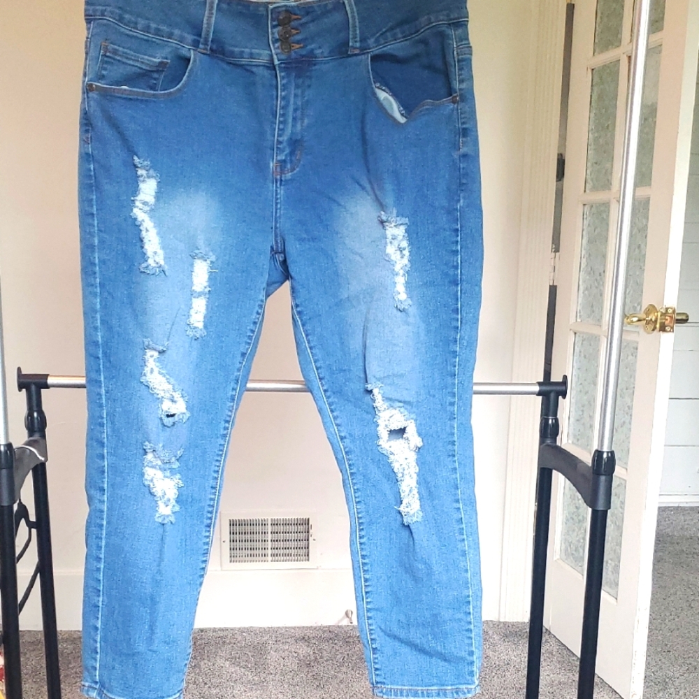 Distressed Blue Skinny Jeans